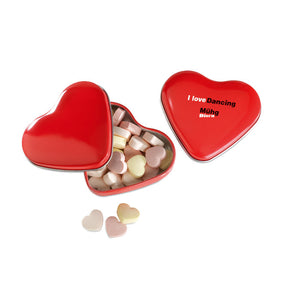 Cukorka szív alakú fém tartóban csomagajánlat